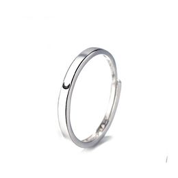 Wedding Rings Adjustable Sun Moon Ring For Men Women Minimalist Sier Color Opening Couple Engagement Drop Delivery Jewelry Otm0R