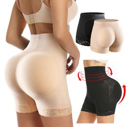 Women's Shapers Women High Waist Lace Butt Lifter Body Shaper Tummy Control Panties Boyshort Pad Shorts Hip Enhancer Shapewear 230131