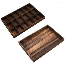 Jewellery Pouches 2X Wooden Tray Bangle Earrings Bracelets Choker Necklaces Pendants Storage Vintage Plate Hollow Disc & 18 Grid