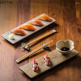 Plates Creative Rectangular Platter Japanese Restaurant Cuisine Decorative Plate Sashimi Sushi Kitchen Ceramic Dessert Tableware