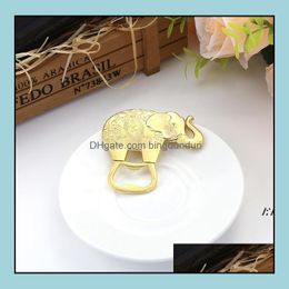 Openers Gold Wedding Favours And Gift Lucky Golden Elephant Wine Bottle Opener Pab14920 Drop Delivery Home Garden Kitchen Dining Bar Otper