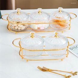 Plates Snack Serving Bowls Dried Fruit Tray With Lid Dishes Compote Container For Nut Candy Dry Fruits Thick Bracket Design