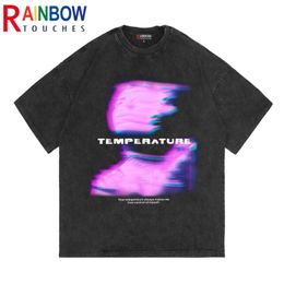 Men's T-Shirts Rainbowtouches Washed Vintage Unisex Original Design Ghosting High Street Graphic Fashion Mens s 230131
