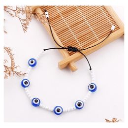 Link Chain Turkish Evil Blue Eye Bracelet Colorf Crystal Resin Bead Rope Eyes Lucky Couple Bracelets For Women Charm Jewelry Drop De Dhdyq