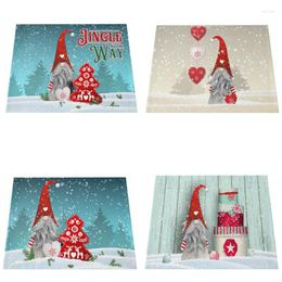 Table Mats Mini Linen Christmas Faceless Gnome Snowflake Printed Place Mat Pad Cloth Placemat Cup Elf Dwarf Doily Kitchen