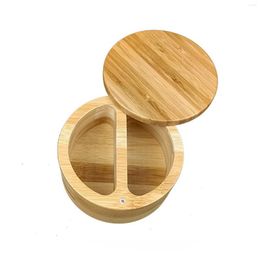 Storage Bottles Bamboo Salt Box Eco-friendly Multi Size Round Shape 2023 Original Magnetic Lock For Home Kitchen Gadget Seasoning Pot