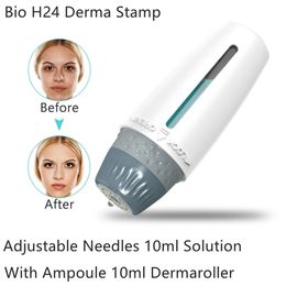 Bio H24 Derma Stamp Titanium Hydra Needle Microneedle Efficient Adjustable Needles 10ml Solution For Skin Rejuvenation New Gold Needles With Ampoule 10ml Dermarol