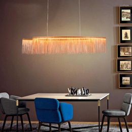Chandeliers Home Suspended Aluminium Chandelier Lighting For Art Studio El Villa Led Stip Lamp Nordic Tassel Chain