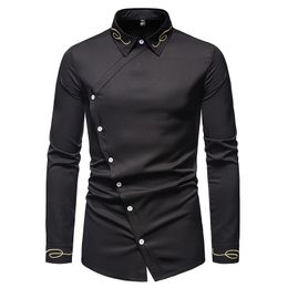 Men's Casual Shirts European Version Luxury Gold Embroidery for Men High Quality Fabric Microelasticity Western Cowboy Long Sleeves Shirt 230130