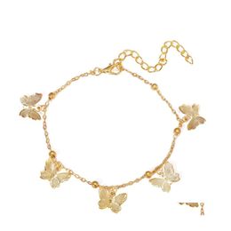 Anklets Temperament Hollow Butterfly Fashion Foot Chain Gold Sier Beach Anklet For Women Jewelry 45 E3 Drop Delivery Dhv7I