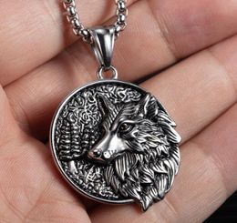 Cool Biker Wolf Pendant Stainless Steel Necklace Rolo Chain 3mm 24inch For Mens n2188