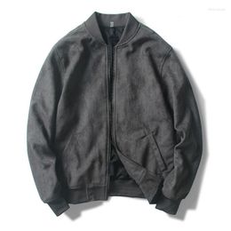 Men's Jackets 2023 Spring Autumn Men Fashion Casual Slim Coat Long Sleeve Baseball Bomber Suede Leather Jacket Streetwear Mens E346