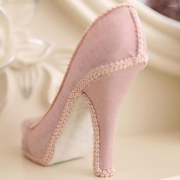 Jewellery Pouches Resin High-heel Shoes Ring Display Stand Pink 8 Slots Showcase