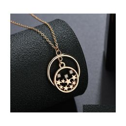 Pendant Necklaces Round Pendants Neckalces For Women Double Circle Jewellery Gift Geometric Choker Different Styles Necklace Bdehome D Dhvjk