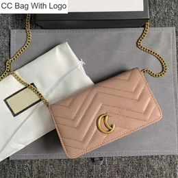 CC Bag 9A designer Shoulder Bags Marmont Crossbody women GGM Chain Pink tote Bag MINI Handbag Messenger Water ripple card holder Fashion wallet 18CM