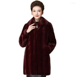 Women's Fur 2023 Winter Mink Coat Woman Medium Long Style Thicken Imitation Velvet Furs Overcoat Female Integration Jackets