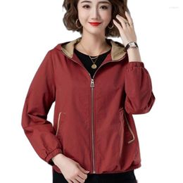 Women's Trench Coats 2023 Spring Autumn Jackets Causal Hooded Windbreaker Famale Basic Coat Zipper Lightweight Jacket Outwear Women Top