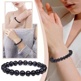 Link Bracelets Men And Women Simple Style 8mm Black Turpine Bracelet Temperament Finished Frosted Hand With Beaded Stone W2E0