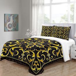 Bedding sets Luxury Gold Black Design Boho Baroque King Queen Twin Full Bedding Sets Single Double Bed Duvet Cover Set and 2 pcs Pillow cover 230731