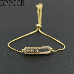 Charm Bracelets BPPCCR Arrive Turnable Sliding Crystal Cubic Zirconia Men Women Love Couple Moving Shiny CZ Lucky Pulseira 230801