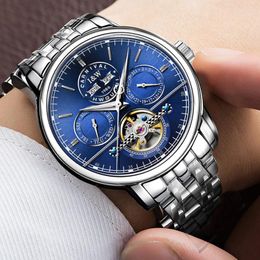 Wristwatches CARNIVAL Genuine Mens Multifunctional Hollow Tourbillon Mechanical Watches Fully Automatic Waterproof Fashion Business Men