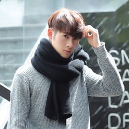 Scarves Maikun Thick Knitted Scarf For Men Fashion Winter Increase Simple Solid Color Men's Warm Neckerchief 230801