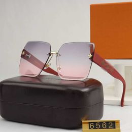 luxury designer sunglasses 2023 New Lvjia Frameless and Trimmed Network Red Large Box Advanced Fashion Sunglasses Female