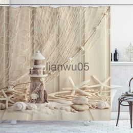 Shower Curtains Starfish Shell Shower Curtain Polyester Waterproof Quick Drying Bathroom Curtains 3D Print Thicken Home Decoration Bath Screen x0731