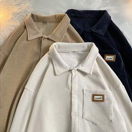 Men's Jackets Spring And Autumn Corduroy Long Sleeve Shirt For Simple American Retro Street Loose Style Couple Trendy Coat