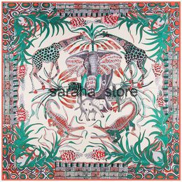 Scarves Luxury Brand Big Size Animal Print Scarf Women Square Twill Silk Scarf Elephant Scarf Shawls Bandanas Wholesale 130*130CM J230801