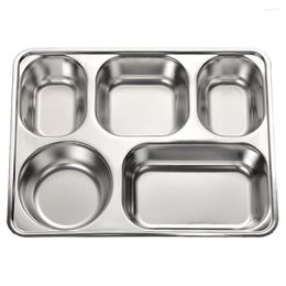 Dinnerware Sets Dishes Lunch Compartment Rectangle Boxes Divided Serving Rectangular Stainless Steel Tray