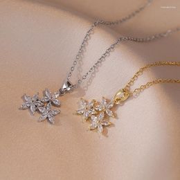 Pendant Necklaces Necklace Women's Senior Sense Zircon Flowers Niche Light Luxury Design Temperament Clavicle Chain