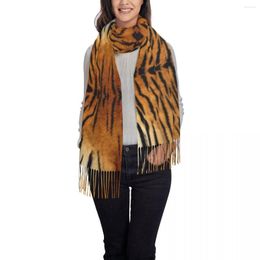 Scarves Women Scarf Tassel Head Wraps Tiger Fur Sketch Colour Picture Femme Thin Autumn Spring Winter Bandana