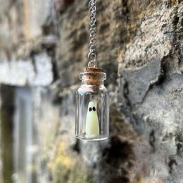 Chains Glass Tiny Ghost In A Bottle Necklace Resin Noctilucent The Adopt Glow Pendant Women