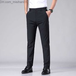 Men's Pants Summer casual pants for men's thin business elastic slim fitting elastic waist jogger Korean classic thin black gray blue men's style Z230801