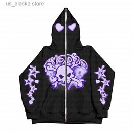 Men's Hoodies Sweatshirts Y2k Hoodie Sweatshirts Women Zip Up Hoodie Streetwear Skeleton Printed Long Sleeve Sweatshirts Gothic Punk Autumn Winter Jackets T230731