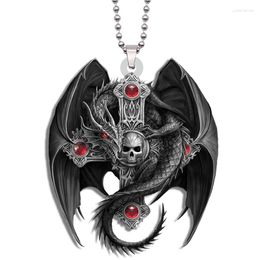 Pendant Necklaces Punk Dragon Cross Skull Acrylic Necklace For Women Men Stainless Steel Chain Fashion Trendy Jewelry Gift Streetwear