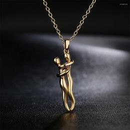 Pendant Necklaces Mafisar High Quality Gold Color Copper Wedding Jewelry 2023 Fashion Unique Design Women Men Give Me A Hug Necklace