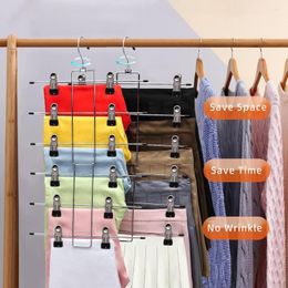 Hangers 3Pcs Clothes Hanger Space-Saving Pants Jeans Skirts With Clips Durable Stainless Steel Closet Organizers For Home