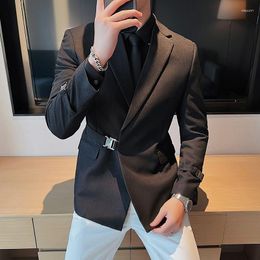 Men's Suits 2023Men Party Wedding Banquet Blazer Solid Metal Buckle Decoration For Italian Designer Suit Jacket Slim Fit Homme