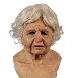 Party Masks Halloween Funny Scary woman's Grandma grandpa mask for Halloween latex anti-wrinkle face maskparty performance accessories joke HKD230801