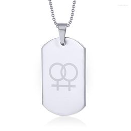 Pendant Necklaces Lesbian & Gay Pride Necklace Stainless Steel Chain Female Symbol Jewellery Gift NE084G