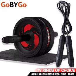 Ab Rollers 2 in 1 Roller Jump Rope No Noise Abdominal Wheel with Mat For Arm Waist Leg Exercise Gym Fitness Equipment 230801