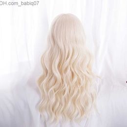 Synthetic Wigs Synthetic wig Asian Internet celebrity fashion styling light blonde curls Z230801