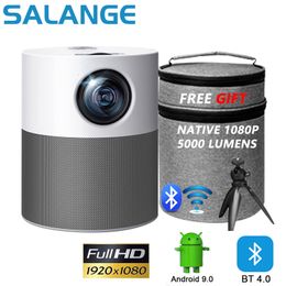 Other Electronics Salange P40 Mini Projector Full HD 4K 1080P LED Video Bluetooth 4 0 Beamer 5000 Lumens Android 9 0 Smart Home Theater 230731