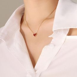Pendant Necklaces Fashionable Women's Necklace With Red Heart In French Style And Gold Plating