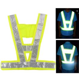 CKC 1pc New Arrival Neon Lime Yellow Reflective Vest V-Shaped Clothing High Visibility Classic Safety Belt Reflective Belt242l