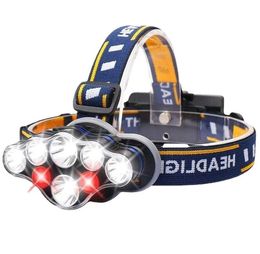 12000 Lumens Hunting Headlamp 2x XML T6 4XPE 2COB 8 LED Headlight Head Torch Lamp For Camping Zoom Head Light Flashlight 18650 Battery +USB Charger