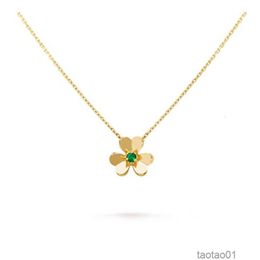 Frivole Pendant Necklace 3 Leaf Clover Multiple Specifications Styles Gold Rose Silver Crystal Diamond Mini Smallju0c