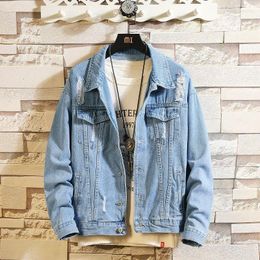 Men's Jackets Fall 2023 Ripped Denim Jacket Youth Loose Fashion Casual